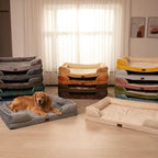 Comfort Expression Orthopedic Dog Bed for Medium Size Dog with Bolster | Waterproof Dog Couch Bed with Washable Cover & Non-Slip Bottom, Supportive Egg Crate Foam Medium Pet Bed, 30x20 Inch