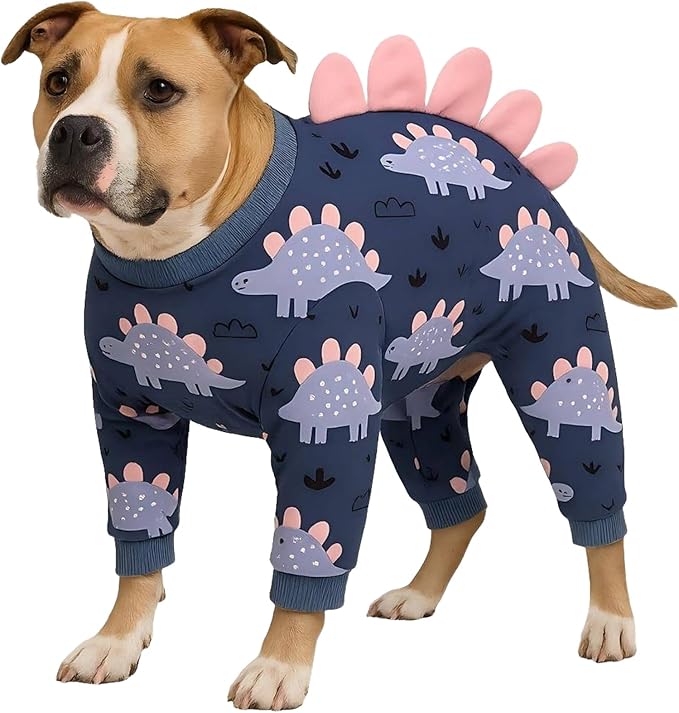 LovinPet Large Dog Pajamas, Four-Leg Stretch Onesie Bodysuit, Lightweight UV-Shielding Pajamas, Anti-Lick Calming Recovery Suit for Surgery, Pull-On for Medium and Large Breeds,Black Pink,3XL
