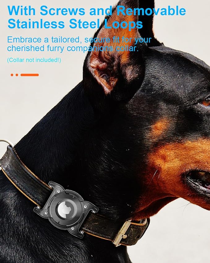 ONEONTA for Airtag Dog Collar Holder 2 Pack | Airtag Dog Waterproof - Airtag Holder for Dog Collar with Removable Metal Loop, Sturdy TPU,Lightweight,Compact Size,Fit 1" Width Collar,Airtag 1st,2nd Gen