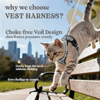 rabbitgoo Cat Harness and Leash Set, Escape Proof Vest, Grey | Soft Breathable Mesh, Easy Adjustable Fit, Snap Buckles, Sturdy Clip, Reflective Strips, for Medium to Large Cats Walks, M