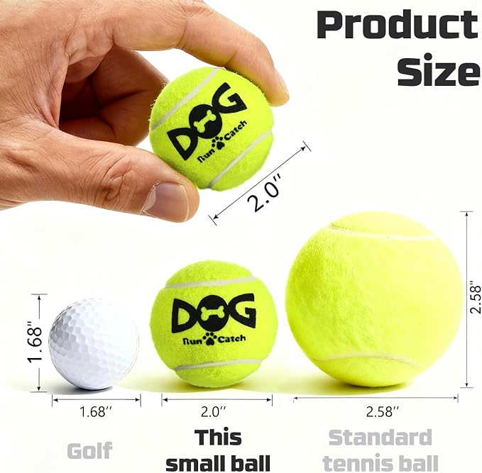 INSUM Small Tennis Balls for Dogs 6 Pack 2.0" Squeaky Dog Balls for Small Dogs