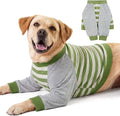 FUAMEY Dog Recovery Sleeve with Elbow Protector, Green Stripes, 3XL | Stop Licking Joints Shirt, Pet Long Sleeve Suit, Protecting Front Leg Arm Wounds, Cover Skin Conditions, Alternative to Cone