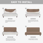Easy-Going 100% Waterproof Futon Cover, Stretch Futon Slipcover Medium | Dual Waterproof Armless Futon Couch Cover, Leakproof Sofa Bed Furniture Protector for Kids Pets Dog Cat, Camel
