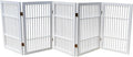 Urnporium Pet Dog Gate Freestanding, Strong Durable Folding Wooden Fence, Portable Acacia Hardwood Safety Barrier for Indoor & Outdoor Use (White Pet Gate, 5 Panel 30" Tall)