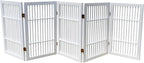 Urnporium Pet Dog Gate Freestanding, Strong Durable Folding Wooden Fence, Portable Acacia Hardwood Safety Barrier for Indoor & Outdoor Use (White Pet Gate, 5 Panel 30" Tall)
