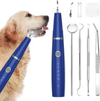 Upgraded Plaque Remover for Teeth, Electric Pet Teeth Cleaning Kit, USB Charging Dog Tooth Brushing Kit, 5 Modes, IPX6 Waterproof Pet Ultrasonic Toothbrush Cleaner for Dogs Cats (Blue)
