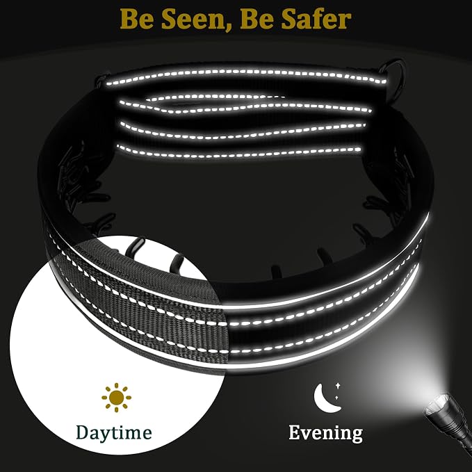 Mayerzon Prong Collar for Large Medium Dogs with Metal Buckle | No Pull Pinch Collar with Hidden Covered Walking Training for Pitbull German Shepherd Doberman Patented