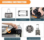 Pet Carrier with Wheels - Soft-Side Wheeled Cat Carrier for Dogs with Telescopic Handle, Collapsible Rolling Pet Travel Bag Carrier for Large Cats Small Medium Dogs for Camping Vet Visiting Grey