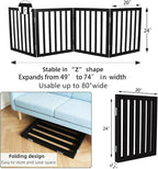 Dog Gate Indoor, Freestanding Dog Fence for The House, Doorways, Hallways,or Stairs,Pet Gate Foldable Wooden,Expandable 24" Height 4 Panels,Black