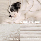 Waterproof Calming Dog Blanket for Large Dogs, Noiseless Soft Plush Pet Blanket for Bed, 500GSM Thick Faux Fur Pet Throw, Cozy Couch Furniture Protection Washable, Cream, 50x60IN