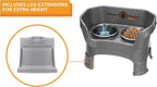 Neater Feeder Deluxe Mess-Proof Elevated Dog Bowls for Medium Dogs (19–40 lbs), 2 Height Adjustable (10” & 12.5”) No-Spill Raised Dog Bowl Stand w/Slow Feed Bowl for Food, Made in USA, Grey