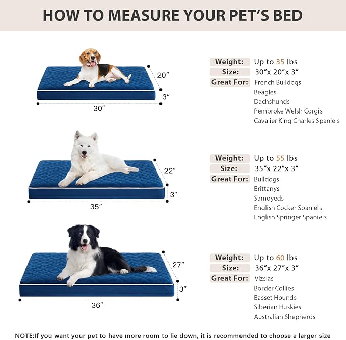 WNPETHOME Orthopedic XL Dog Beds Large Sized Dog, Waterproof Extra Large Dogs Bed with Removable Washable Cover, Multi-Needle Quilting Dogs Crate Bed