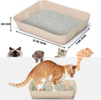 Bokon 25 Count Disposable Litter Box for Cat, Large Disposable Litter Tray for Travel Home Durable Portable Plastic Kitty Litters Boxes Leak-Resistant Easy-Grip Rim, 15.7 x 11.8 x 3 Inches(Beige)