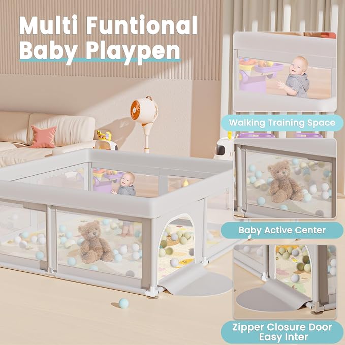 Hiaksedt 50 x 50 inch Baby Playpen with Mat | Small Playpen for Babies and Toddlers Baby Fence Playards
