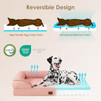 EHEYCIGA Orthopedic Dog Bed Medium Size Dog, Waterproof Washable Pet Beds | Non-Slip Bottom and Egg-Crate Memory Foam Dog Couch Bed with Washable Removable Cover, Dusty Pink