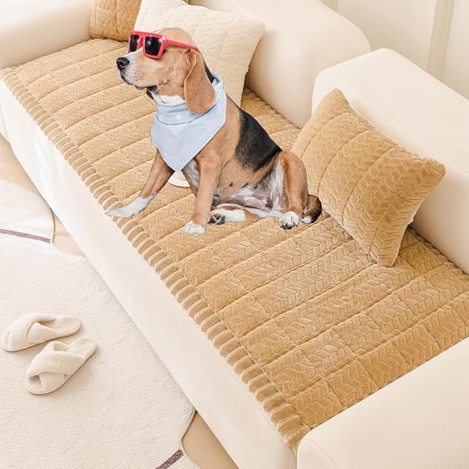 Mitid Sofa Cover Fuzzy Couch Cover for Pet, Couch Covers for Dogs Pets Mat | Washable Non-Slip Sofa Slipcover Cushion Protector Pets Friendly Mat, Dog Couch Cover, Square Couch Covers for Dogs Non Skid