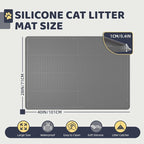 Cat Litter Mat 40"x28" - Soft Silicone & Leak-Proof Large Litter Mat, Non-Slip Cat Litter Trapping Mat for Multiple Cats, Easy to Clean & Durable for All Types (Gray)