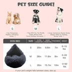 Himax Covered Large Dog Bed with Blanket Attached Calming Burrow Deep Grey | 35in Anti-Anxiety Donut dog bed with cover, Washable Round Fluffy Pet& Cat Beds for Indoor