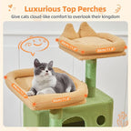 Taoqimiao Cactus Cat Tree, 71 in Extra Large Cat Tower for Inddor Cats | 2 Large Cat Condos, 2 Cute Perches, Metal Frame Cozy Hammock, Durable Scratch Board, 8 Natural Sisal Posts, Basket, MSC026L