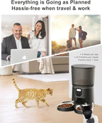 Automatic Cat Feeders for 2Cats, 6L/25cup Automatic Cat Food Dispenser with 2 Stainless Pet Bowls,10s Meal Call Timer Setting 20 Portions 6Meals Per Day, Timed Pet Feeder for Cats Dog Indoor Dry Food