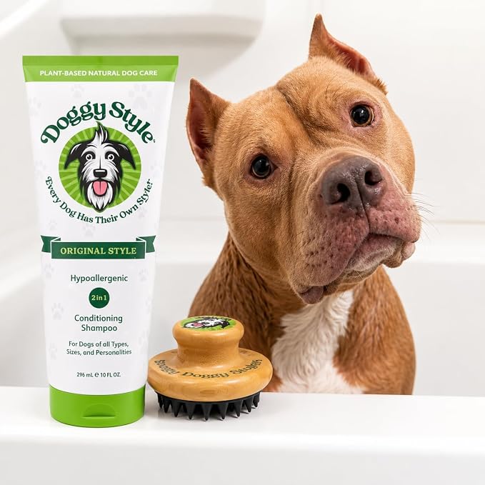 Doggy Style 2-in-1 Dog Shampoo & Conditioner, 60% Less Water, 4X More Product per Bottle, Tear-Free, Concentrated Paste Formula, Plant-Based, Hypoallergenic, Sulfate-Free, for All Breeds and Dogs