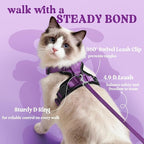 rabbitgoo Cat Harness and Leash Set, Escape Proof Vest, Purple | Soft Breathable Mesh, Easy Adjustable Fit, Snap Buckles, Sturdy Clip, Reflective Strips, for Small & Average Cats Walks, Xs