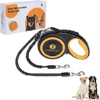 KOOLTAIL Dual Retractable Dog Leash for Two Dogs Up to 110 Lbs, Heavy Duty Double Headed 16 ft Extendable 360° Tangle-Free One Button & Lock Leash Shock Absorbing Bungee for Small Medium Large Dogs