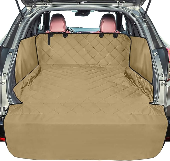 F-color SUV Cargo Liner for Dogs - Trunk Cover with Bumper Flap Protector | Waterproof Pet Cargo Cover with Side Flaps, Non-Slip Trunk Mat, Rear Dog Car Seat Cover Prevents Scratches Pet Hair Mud Dirt