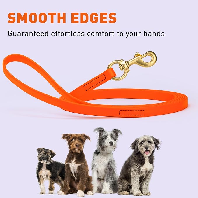 Viper Biothane K9 Working Dog Leash Waterproof Lead for Tracking Training Schutzhund Odor-Proof Long Line with Solid Brass Snap for Puppy Medium and Large Dogs, 20ft Hunter Orange