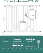 Babelio Baby Gate with Adjustable Cat Door, CatPrivilege III, 29-43" | Auto-Close, Pressure Mounted with No Drilling, Dual Lock Safety Gates For Stairs, Doorways and House, Easy Walk Thru, White