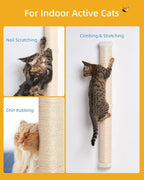 Aechonow 34" Cat Scratching Post, Sisal Wall Mounted Cat Scratcher for Cats | Cat Wall Climber, Cat Wall Scratcher, Cat Wall Furniture for Indoor Cats, Natural Sisal, Tall & Sturdy, Rabbit Velvet