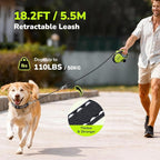 Retractable Dog Leash with Chew Proof Extender - 18,2 ft Heavy Duty Retractable Dog Leash with Poop Bag Holder, Anti-Slip Handle, Reflective Leashes for Small Medium Large Pet Up to 110 lbs