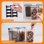 3Pack Pet Food Storage Containers, Airtight Dog Food Storage Container with Locking Clips, Dog Treat Container with a Stickers & Pen for Customizing , for Pet,Bird Seeds,Dog & Cat Treats(Black)