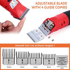 DUCKBOY 35W Pet Clipper Grooming Kit, 4 Interchangeable Blades, 3m Cable | Ideal for all dogs & cats. Home grooming with 4 stainless steel blades, 35W motor, 3m cable. Quiet, safe trimming