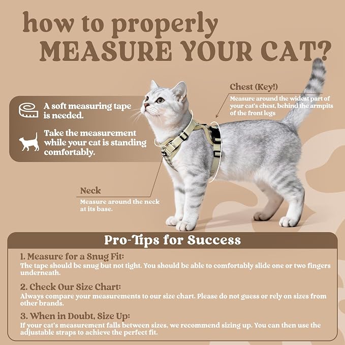 rabbitgoo Cat Harness and Leash Set, Escape Proof Vest, Foamy Coffee | Soft Breathable Mesh, Easy Adjustable Fit, Snap Buckles, Sturdy Clip, Reflective Strips, for Small & Average Cats Walks, Xs