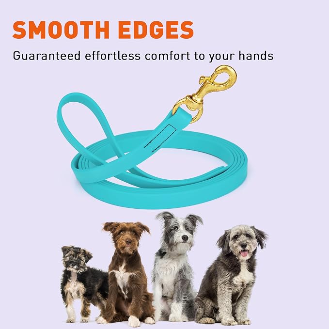 Viper Biothane K9 Working Dog Leash Waterproof Lead for Tracking Training Schutzhund Odor-Proof Long Line with Solid Brass Snap for Puppy Medium and Large Dogs, 10ft Sky Blue