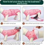 Kuoser Dog Recovery Suit Female, Dog Recovery Suit Female Doggie Onesie for Surgery, Post-Op Onesie for Female & Male Dogs, Soft Protective Wear, PinkRibbon L