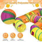 Petizer H-4-Way Collapsible Cat Tunnels for Kittens Indoor Entertainment, Washable Cute Cat Tube Toys with Interactive Playing Balls,Tear-Resistant Pet Tube, Cats, Kitten, Kitty, Puppy, Rabbit