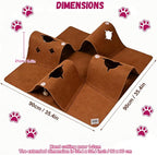 Cat Tunnel Play Mat for Indoor Cats, Felt Interactive Pet Toy with Hidden Ball, Enrichment Activity Rug, Collapsible Cave for Kittens & Small Pets (Brown)