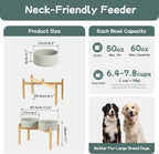 Havniva Dog Bowls Elevated, Ceramic Dog Food and Water Bowl Set | 8.3” Raised Dog Food Bowl, Elevated Dog Bowls with Bamboo Stand, Non-Slip Dog Water Bowl for Large Dog, Large Capacity