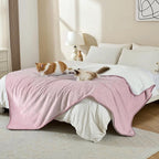 Soft Waterproof Blanket for Bed Couch Sofa, Dusty Pink, 50x60 inches | Liquid Pee Proof Pet Blanket for Dog Puppy Cat, Reversible Sherpa Fleece Blanket for Couch Cover, Furniture Protector