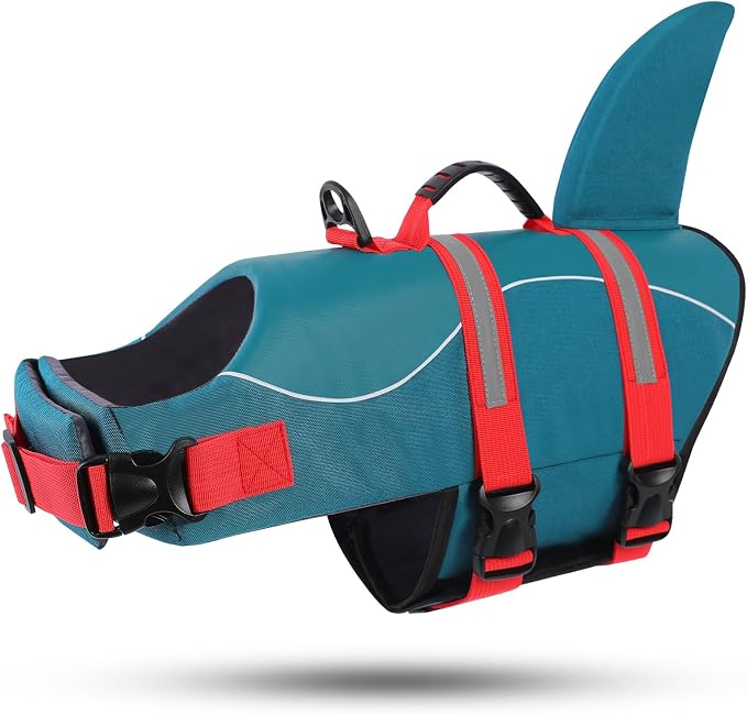 ASENKU Dog Life Jacket - Pet Safety Vest for Swimming & Boating, Shark Life Jacket with Floatation, Dog Lifesavers Swimsuits for Small Medium Large Dogs (ForestGreen, 2XL)