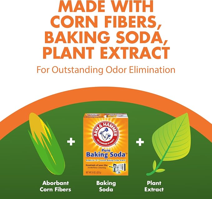 ARM & HAMMER Naturals Clumping Cat Litter, Multi Cat, 18 lbs | Plant-Based, Easy Scoop Clumps, Outstanding Odor Control, 2X Liquid Absorption, Low Dust, Lightweight Formula