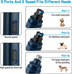 Casfuy Dog Nail Grinder Upgraded - Professional 2-Speed Whisper-Quiet Electric Pet Nail Trimmer Painless Paws Grooming & Smoothing for Small Medium Large Dogs & Cats (Dark Blue)