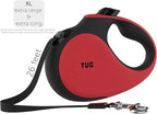 TUG XL 360° Tangle-Free Retractable Dog Leash with Anti-Slip Handle | 26 ft Strong Nylon Tape | One-Handed Brake, Pause, Lock (Extra Large, Red)