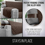 Sofa Shield® Couch Recliner Covers for Dogs, Reversible Furniture Protector with Strap, Stain and Tear Resistant Cushion Cover, 28 inch Seat, Machine Washable Slipcover Pets, Cats, Chocolate