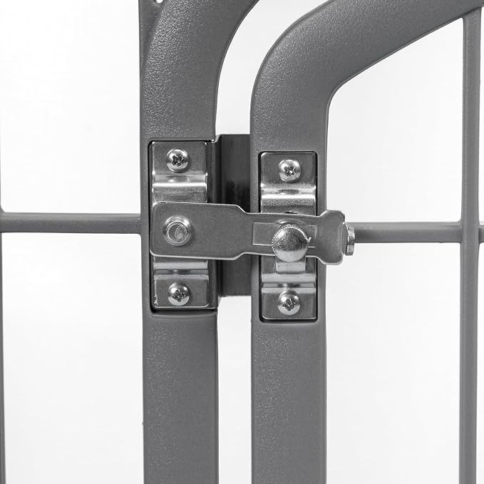 IRIS USA 8-Panel Dog Playpen, Pet Enclosure, Dark Gray | Pet Containment, Configurable Layout, Flexible Boundary, Multi-Shape Setup, Stable Non-Tip Base, Tool-Free Assembly
