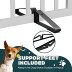 Semiocthome Bamboo Dog Gates Indoor 2-Panel Freestanding Puppy Gates for The House with 2 Metal Stands 24" H Folding Wood Pet Gate for Stairs Doorway, Fully Assembled Safety Fence - White