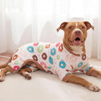 KYEESE Dog Pajamas, Soft Dog Pajamas for Large Dogs Boy Girl, Stretchy Dogs Pjs Velvet Pet Jumpsuit Sleepwear, Comfy Jammies Lightweight Pet Onesie Outfit, Donut, 3XL