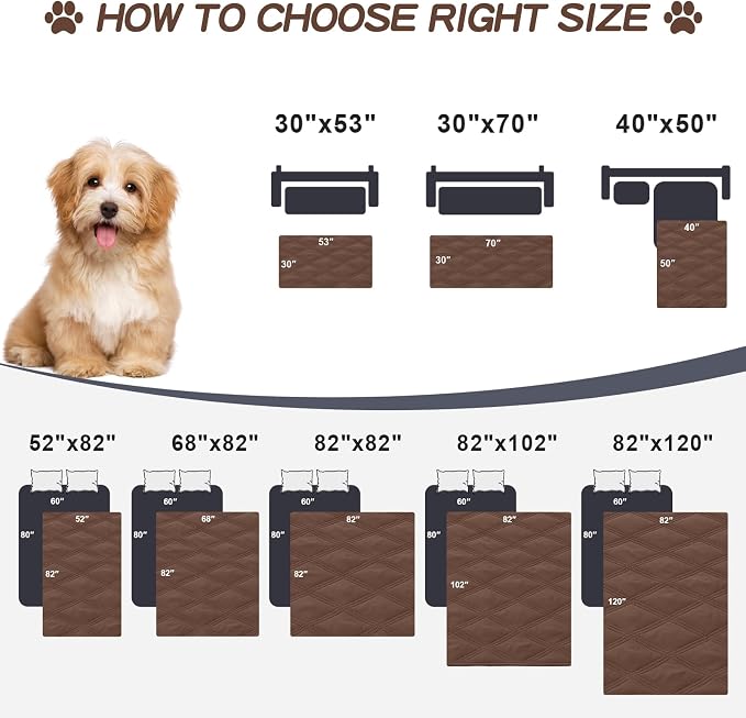 Smiry Waterproof Dog Bed Cover, Reversible Pet Blanket for Sofa Couch | Soft Washable Dog Blanket, Leakproof Couch Cover for Dogs Cats & Furniture Protection, 82x102, Brown/Chocolate